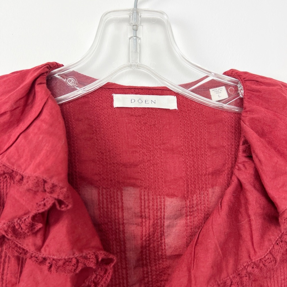 DÔEN Hardy Ruffled Blouse in Burgundy L - Picture 3 of 11